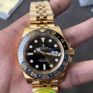 Rolex GMT-Master II 40mm 126718GRNR – Oro Amarillo Esfera Negra Réplica con Movimiento 3285