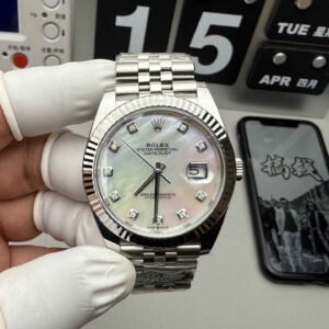 Rolex Datejust 41mm 126334 – Esfera Nácar con Marcadores de Moissanite Réplica con Movimiento 3235