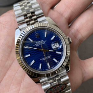 Rolex Datejust 41mm 126334 – Esfera Azul con Textura de Olas Réplica con Movimiento 3235