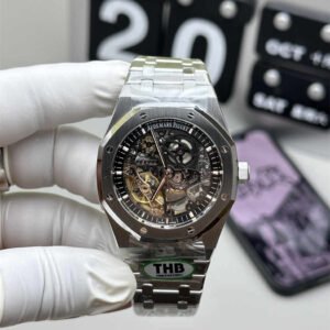 Audemars Piguet Royal Oak 41mm 15407ST – Doble Volante Esqueletizado en Acero Réplica con Movimiento Integrado