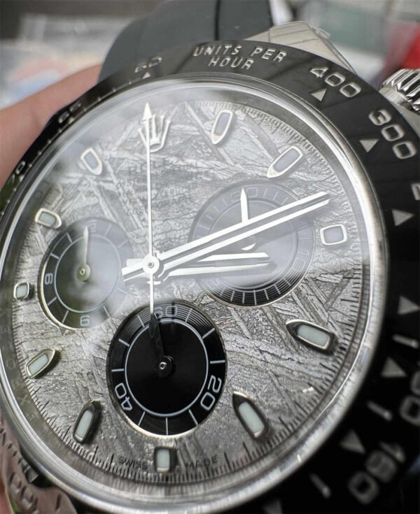 Rolex Daytona 40mm – Esfera de Meteorito con Correa Oysterflex Gris Réplica con Movimiento 4130 - Imagen 2
