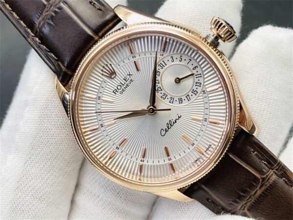 Rolex Cellini 39mm M50515-0009 – Esfera Blanca en Oro Rosa Réplica con Movimiento Automático - Imagen 2