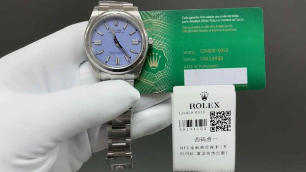 Rolex Oyster Perpetual 41mm 124300 – Esfera Morada Réplica con Movimiento 3230 - Imagen 4