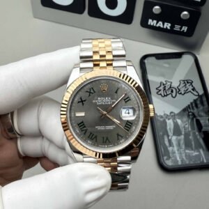 Rolex Datejust 41mm 126333 – Esfera Verde con Números Romanos Bicolor Oro Rosa Réplica con Movimiento 3235
